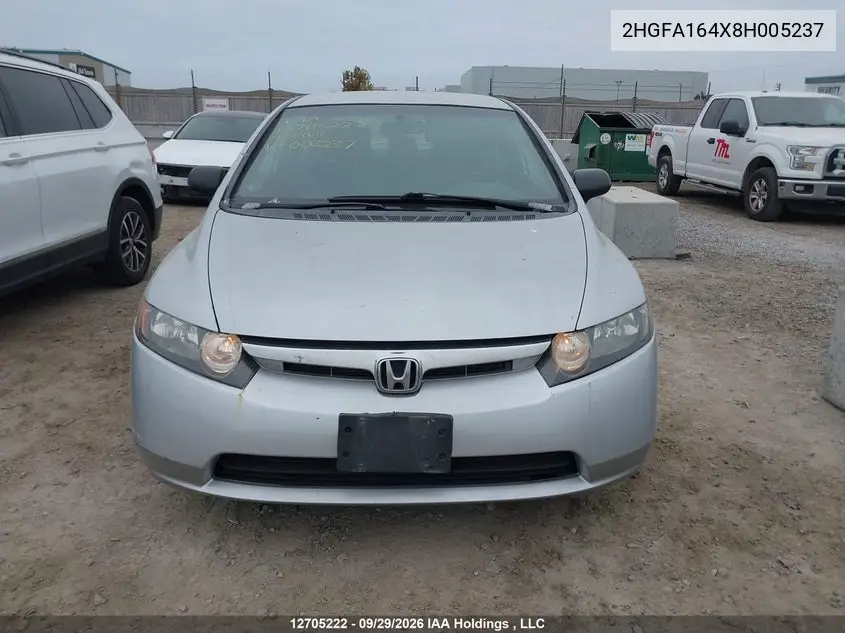 2008 HONDA CIVIC VIN 2HGFA164X8H005237 — фото 12