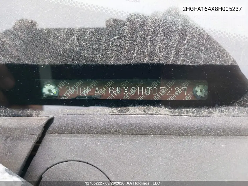 2008 HONDA CIVIC VIN 2HGFA164X8H005237 — фото 17