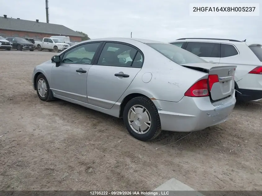 2008 HONDA CIVIC VIN 2HGFA164X8H005237 — фото 3
