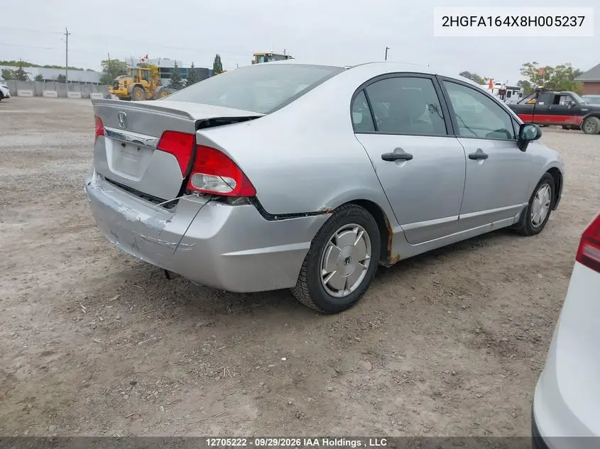 2008 HONDA CIVIC VIN 2HGFA164X8H005237 — фото 4