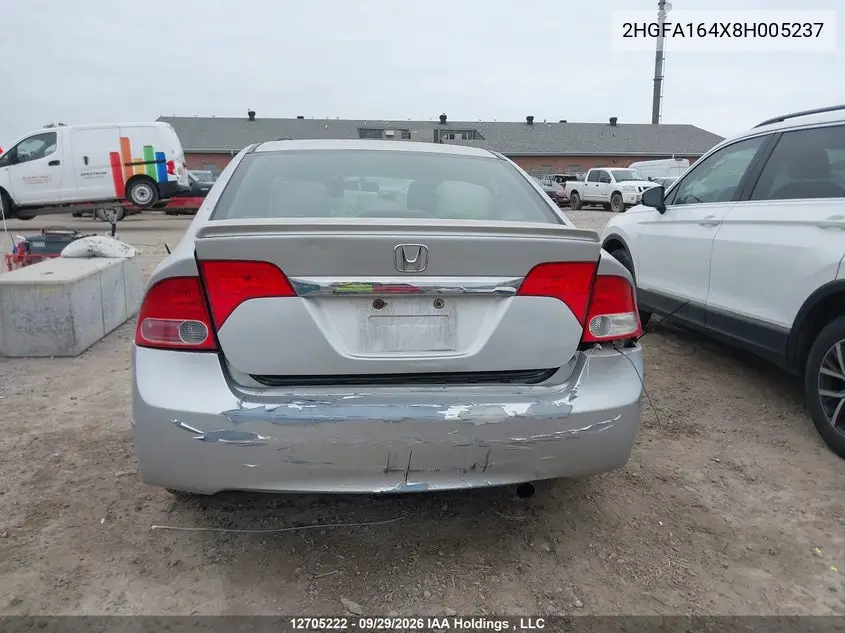 2008 HONDA CIVIC VIN 2HGFA164X8H005237 — фото 6
