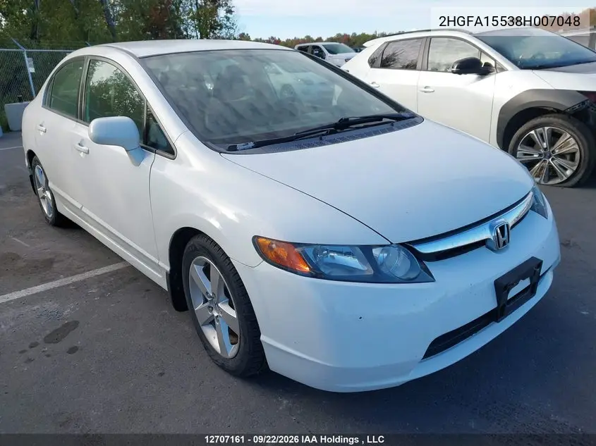 HONDA CIVIC 2008, VIN 2HGFA15538H007048