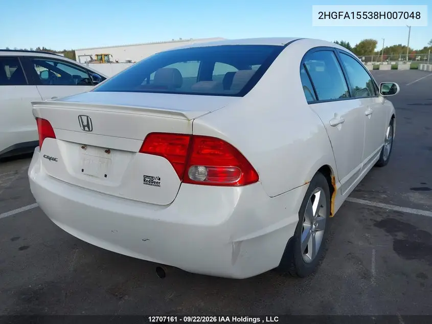 2008 HONDA CIVIC VIN 2HGFA15538H007048 — фото 4