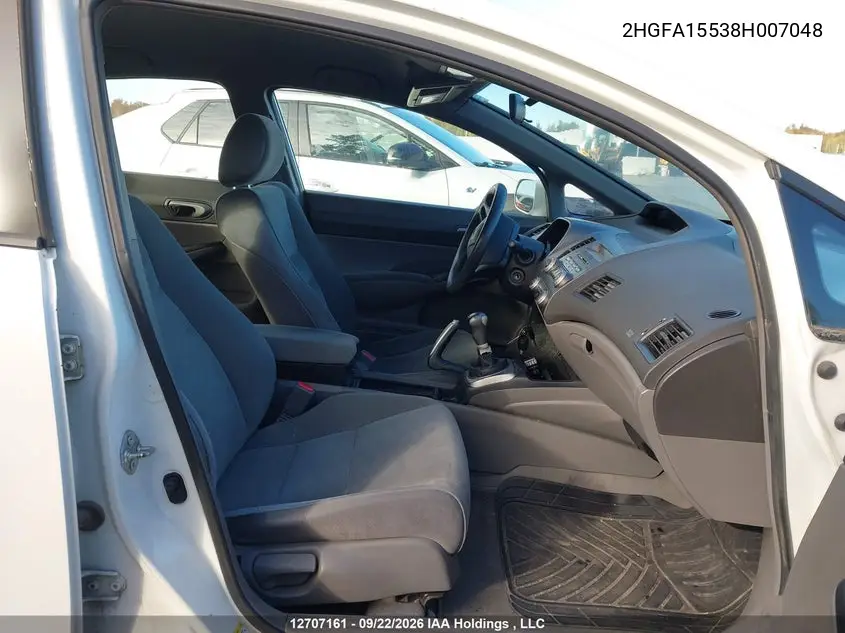 2008 HONDA CIVIC VIN 2HGFA15538H007048 — фото 5