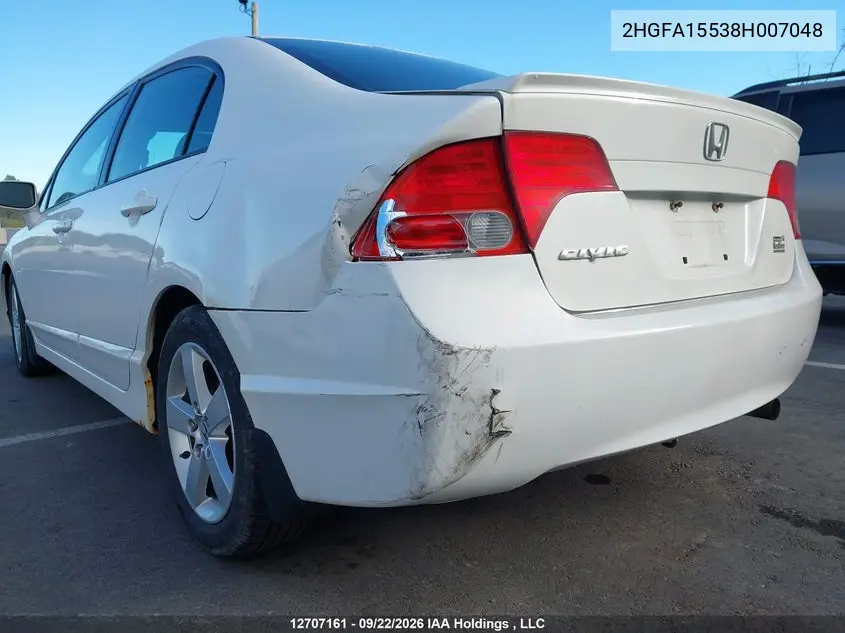 2008 HONDA CIVIC VIN 2HGFA15538H007048 — фото 6
