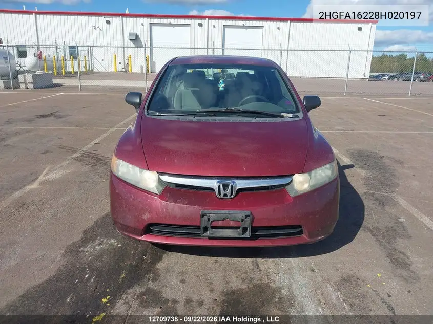 2008 HONDA CIVIC VIN 2HGFA16228H020197 — фото 11