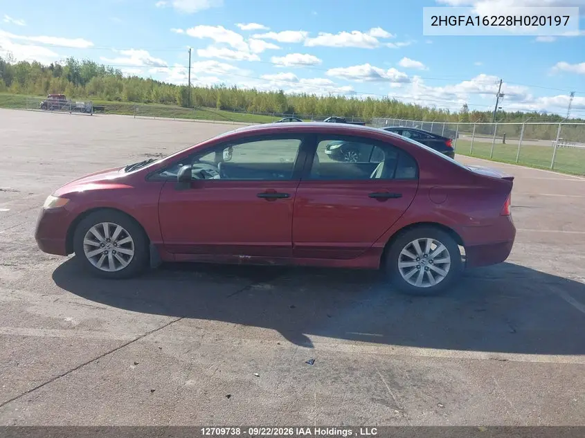 2008 HONDA CIVIC VIN 2HGFA16228H020197 — фото 13