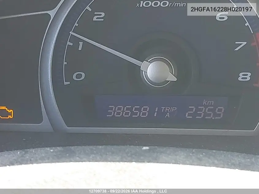 2008 HONDA CIVIC VIN 2HGFA16228H020197 — фото 14