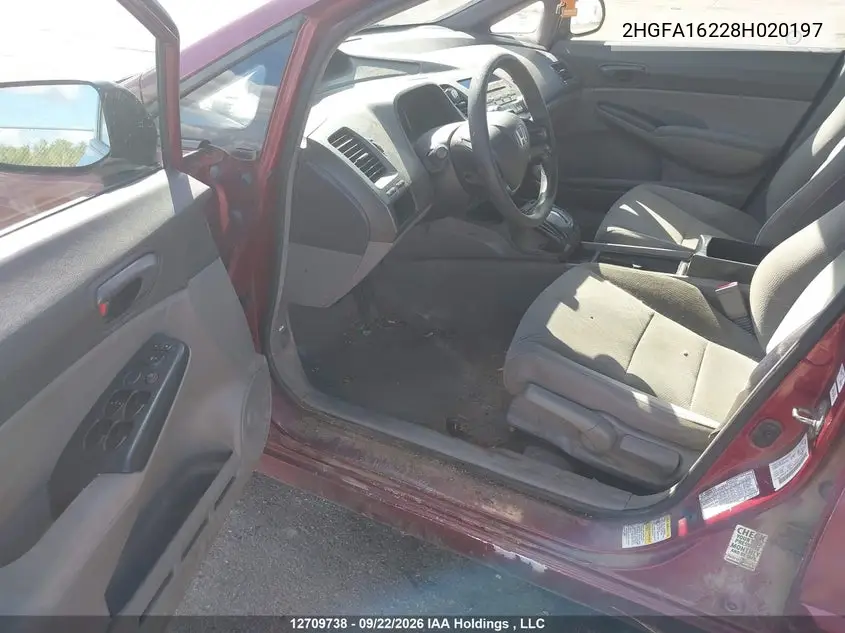 2008 HONDA CIVIC VIN 2HGFA16228H020197 — фото 17