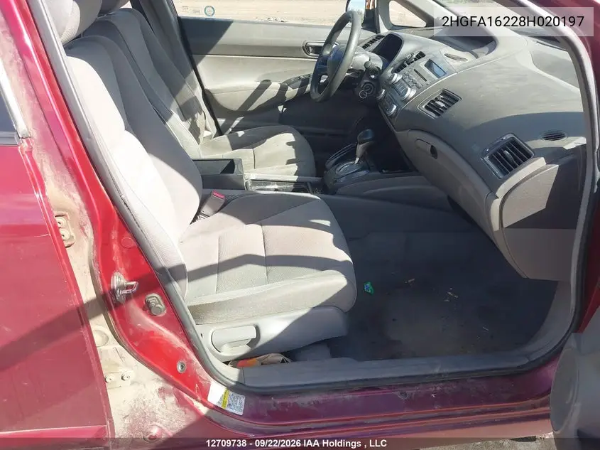 2008 HONDA CIVIC VIN 2HGFA16228H020197 — фото 5
