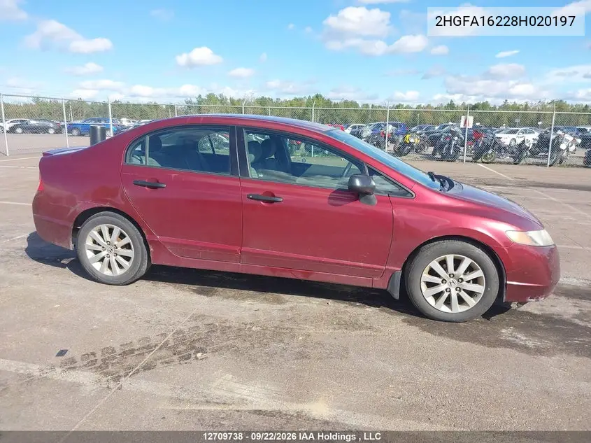 2008 HONDA CIVIC VIN 2HGFA16228H020197 — фото 6