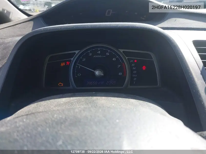 2008 HONDA CIVIC VIN 2HGFA16228H020197 — фото 7