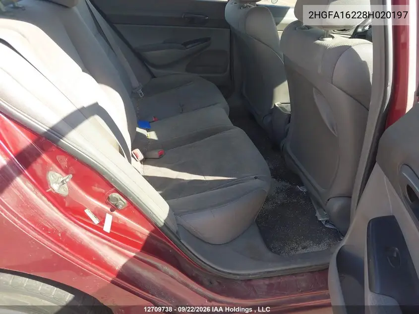 2008 HONDA CIVIC VIN 2HGFA16228H020197 — фото 8