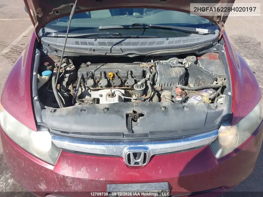 2008 HONDA CIVIC VIN 2HGFA16228H020197 — фото 9