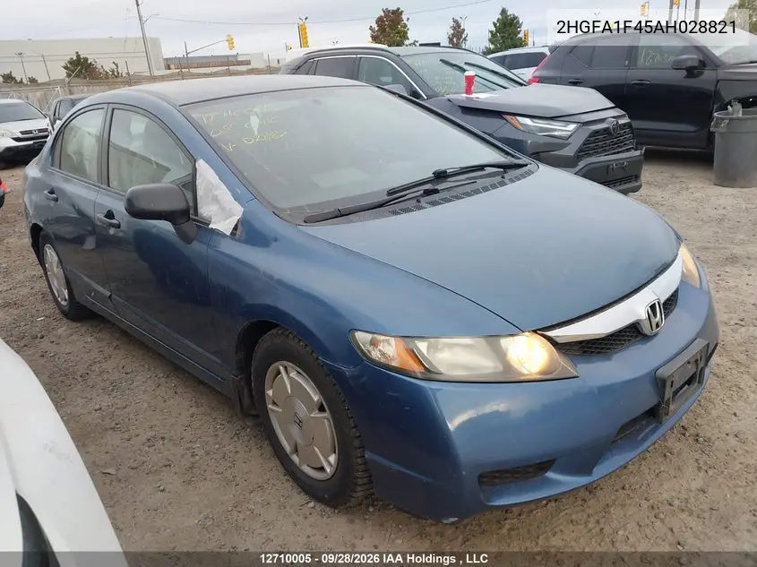 HONDA CIVIC 2008, VIN 2HGFA1F45AH028821