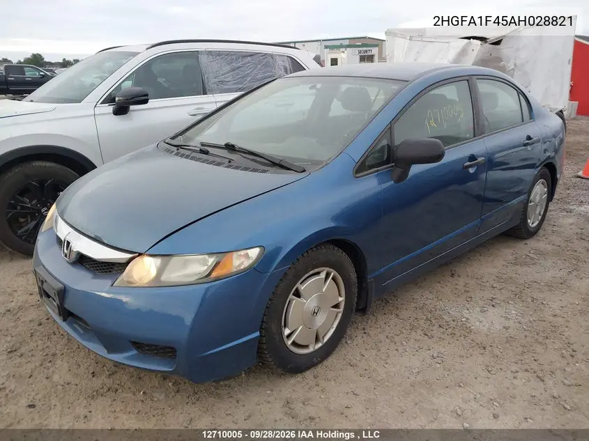 2008 HONDA CIVIC VIN 2HGFA1F45AH028821 — фото 2