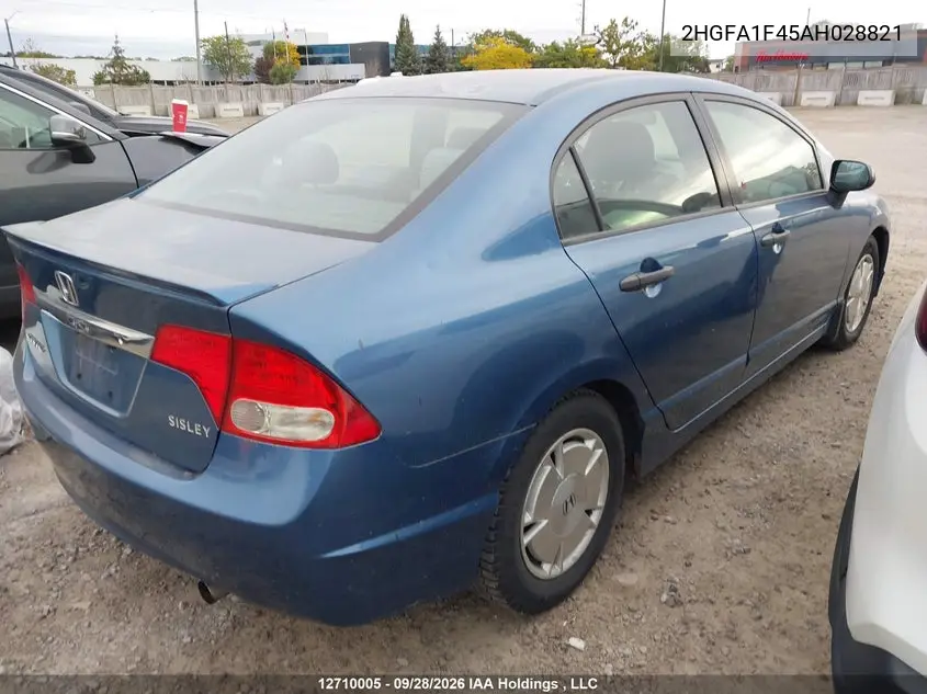 2008 HONDA CIVIC VIN 2HGFA1F45AH028821 — фото 4