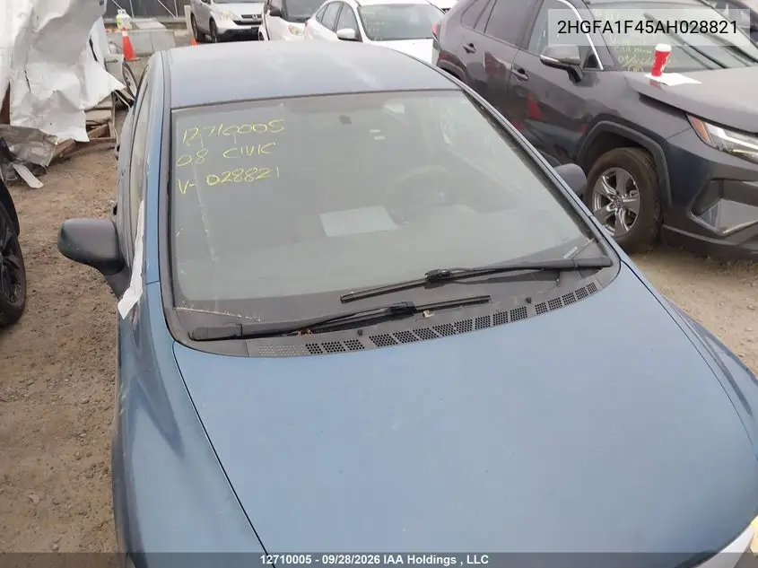 2008 HONDA CIVIC VIN 2HGFA1F45AH028821 — фото 6
