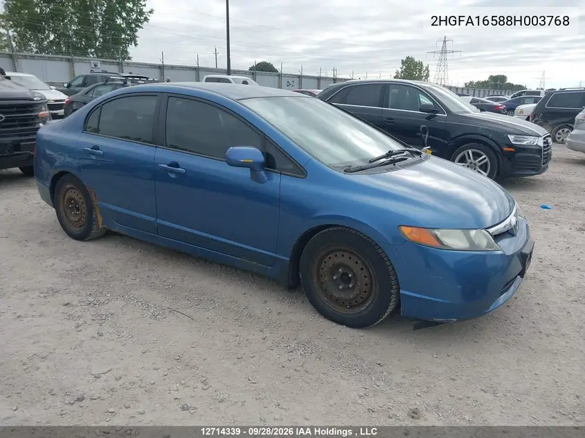 HONDA CIVIC 2008, VIN 2HGFA16588H003768