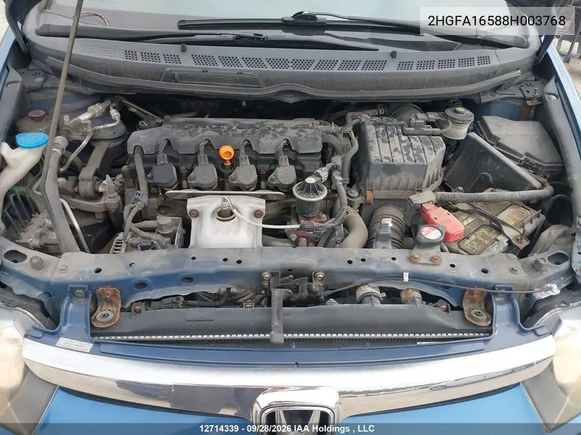 2008 HONDA CIVIC VIN 2HGFA16588H003768 — фото 10