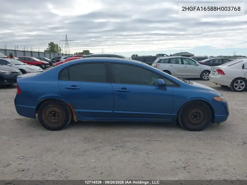 2008 HONDA CIVIC VIN 2HGFA16588H003768 — фото 13