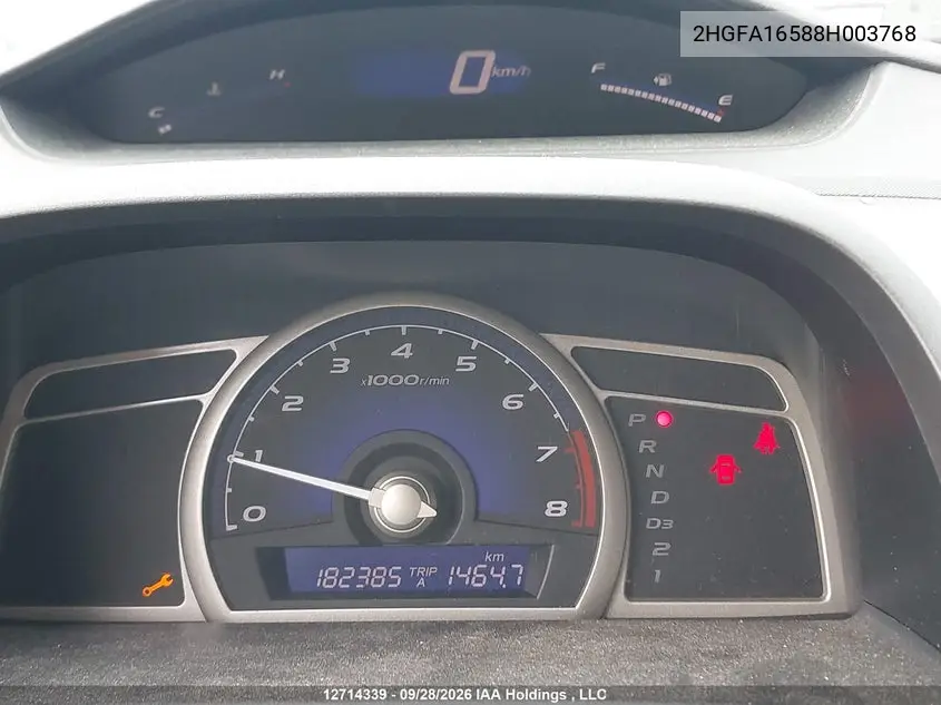 2008 HONDA CIVIC VIN 2HGFA16588H003768 — фото 15