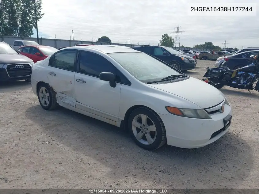 HONDA CIVIC 2008, VIN 2HGFA16438H127244
