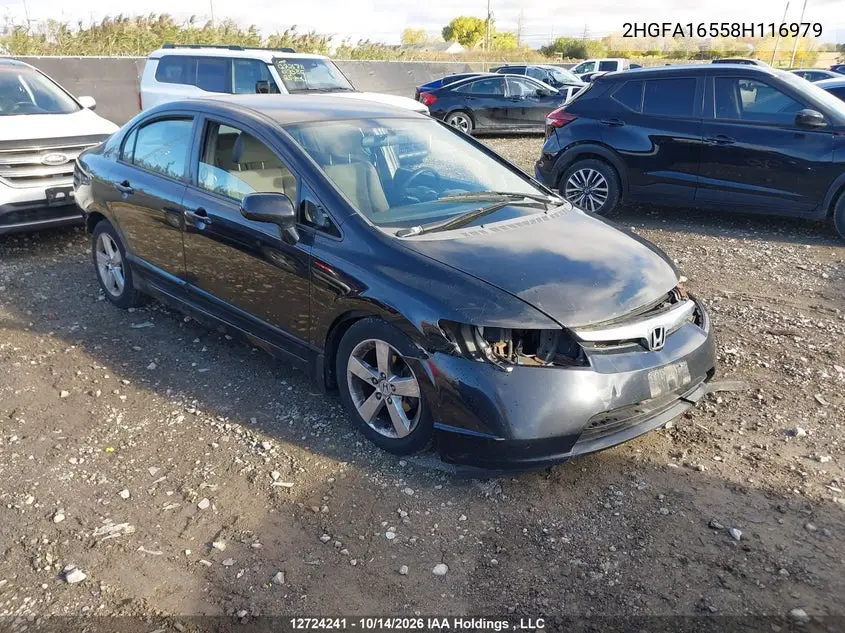 HONDA CIVIC 2008, VIN 2HGFA16558H116979