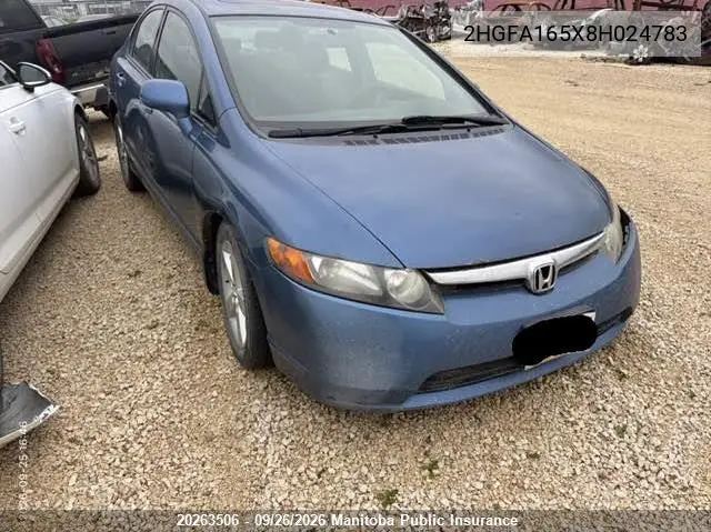 HONDA CIVIC 2008, VIN 2HGFA165X8H024783