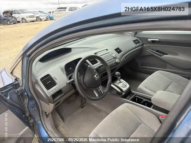 2008 HONDA CIVIC VIN 2HGFA165X8H024783 — фото 5