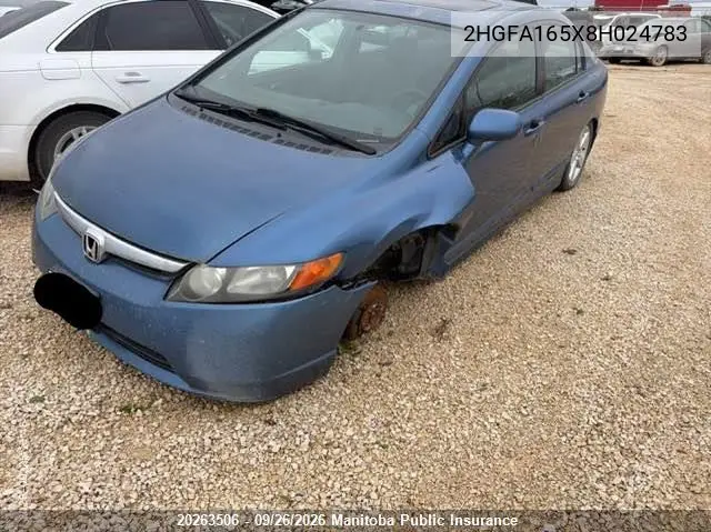 2008 HONDA CIVIC VIN 2HGFA165X8H024783 — фото 6