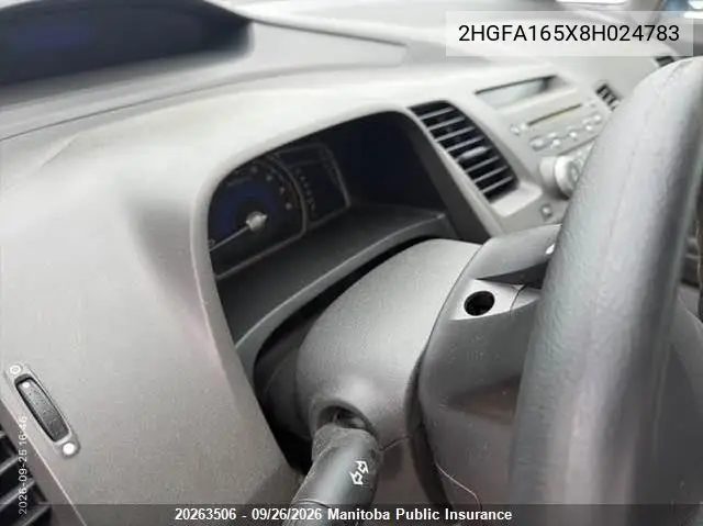 2008 HONDA CIVIC VIN 2HGFA165X8H024783 — фото 7