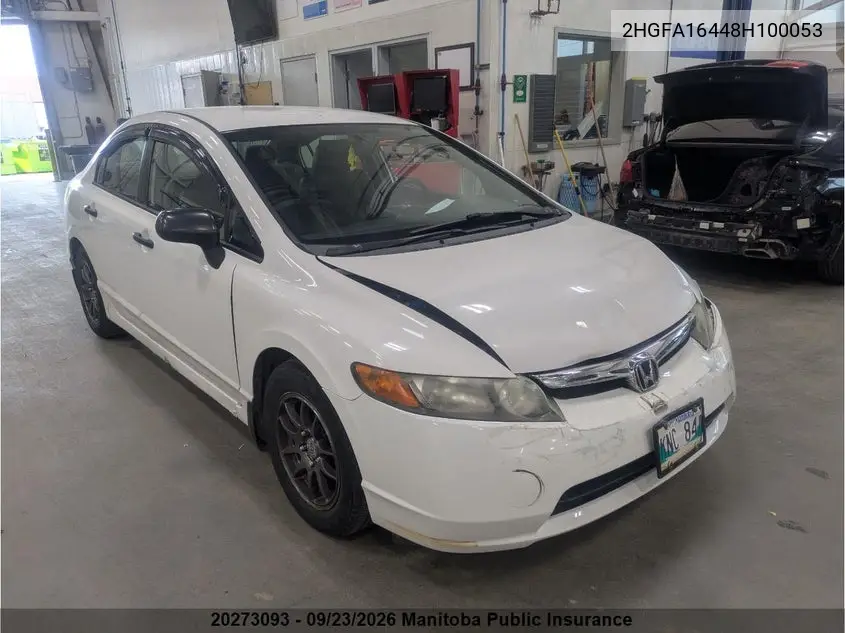 HONDA CIVIC 2008, VIN 2HGFA16448H100053