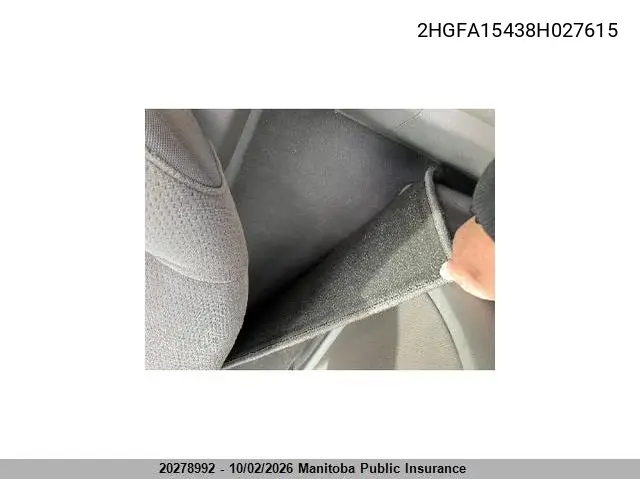 2008 HONDA CIVIC VIN 2HGFA15438H027615 — фото 7
