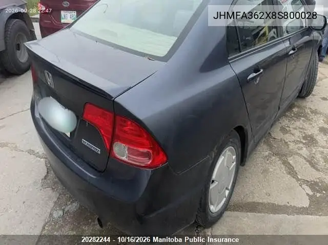 2008 HONDA CIVIC VIN JHMFA362X8S800028 — фото 4