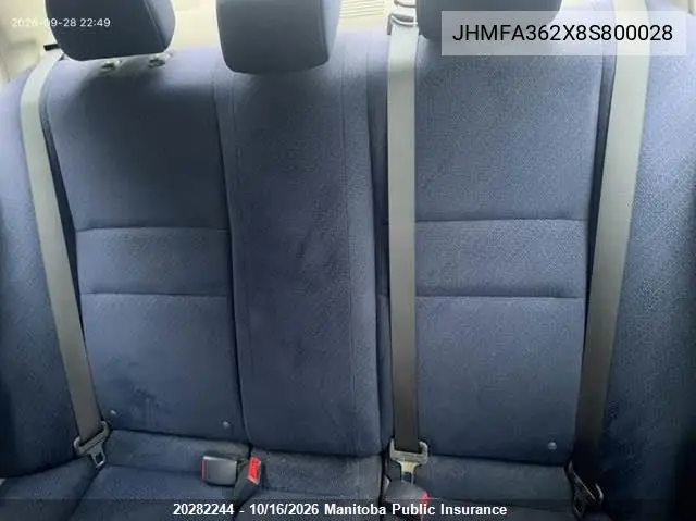 2008 HONDA CIVIC VIN JHMFA362X8S800028 — фото 5