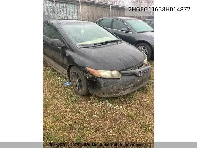 HONDA CIVIC 2008, VIN 2HGFG11658H014872