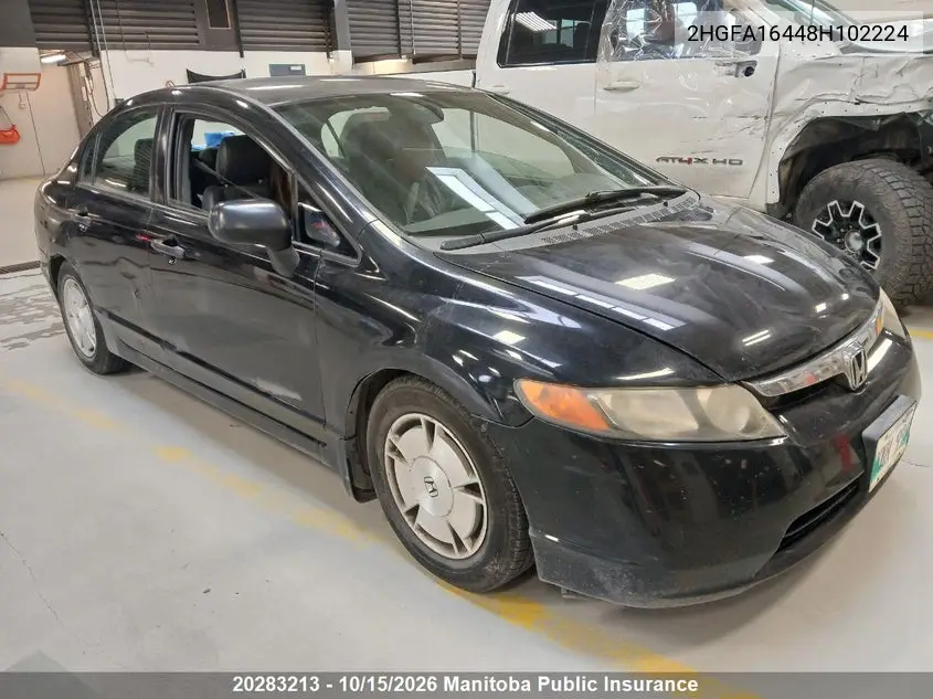 HONDA CIVIC 2008, VIN 2HGFA16448H102224