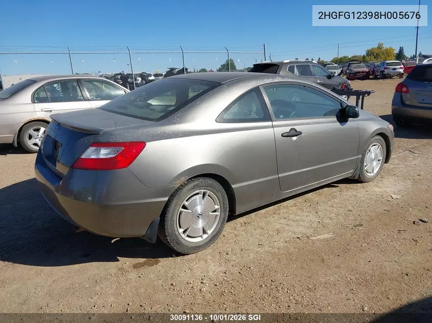2008 HONDA CIVIC VIN 2HGFG12398H005676 — фото 4