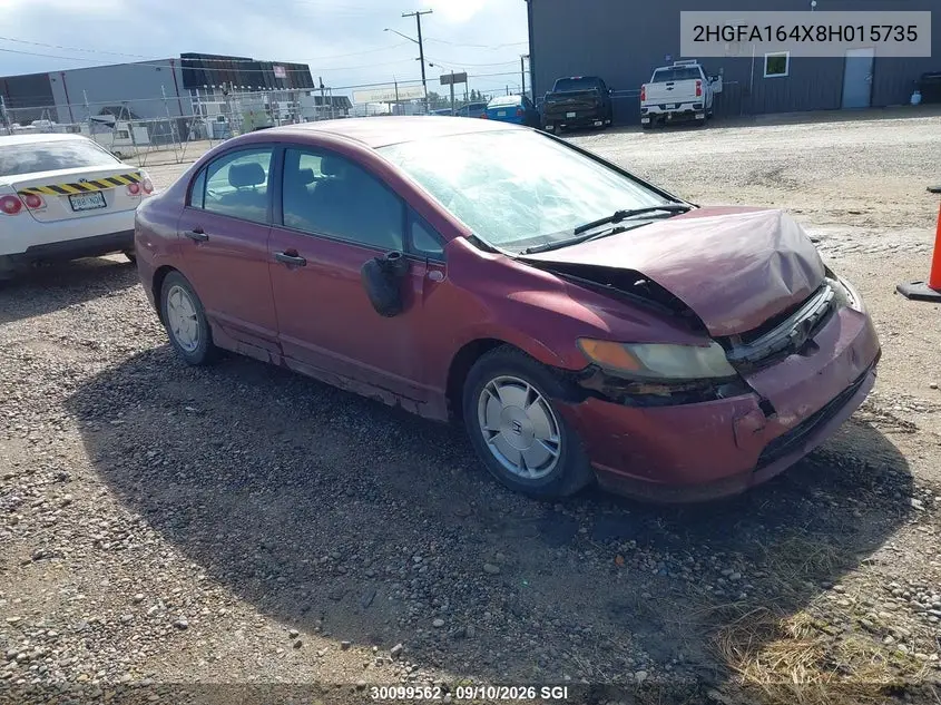 HONDA CIVIC 2008, VIN 2HGFA164X8H015735