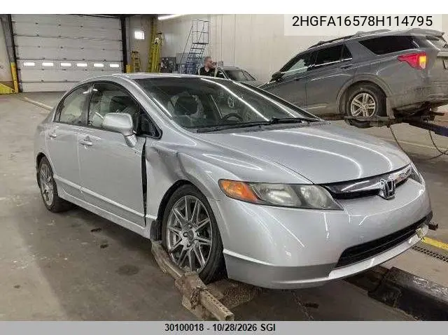 HONDA CIVIC 2008, VIN 2HGFA16578H114795