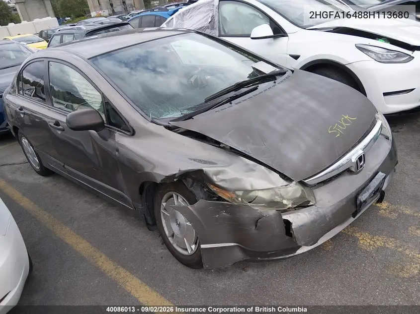 HONDA CIVIC 2008, VIN 2HGFA16488H113680