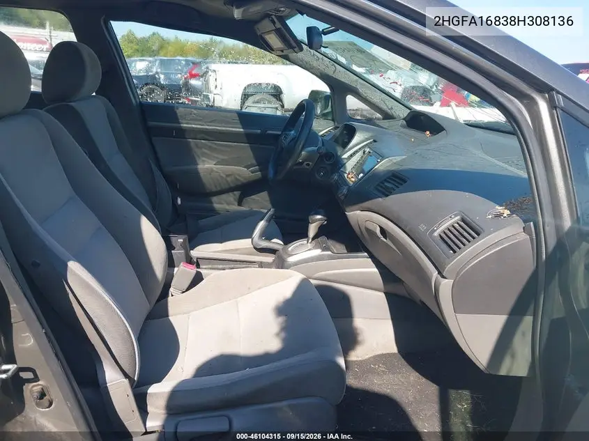 2008 HONDA CIVIC VIN 2HGFA16838H308136 — фото 5