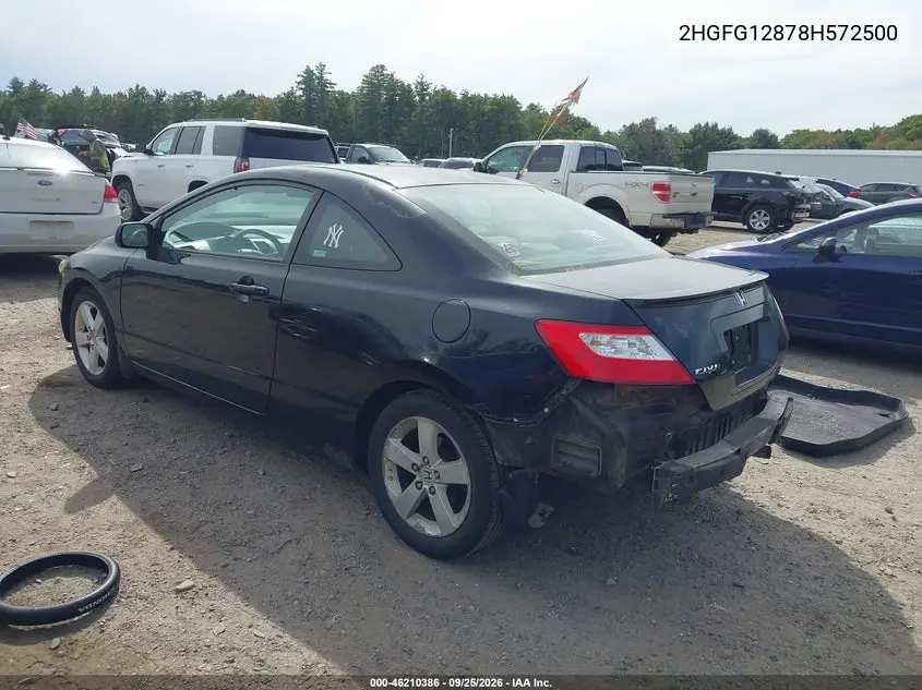 2008 HONDA CIVIC VIN 2HGFG12878H572500 — фото 3