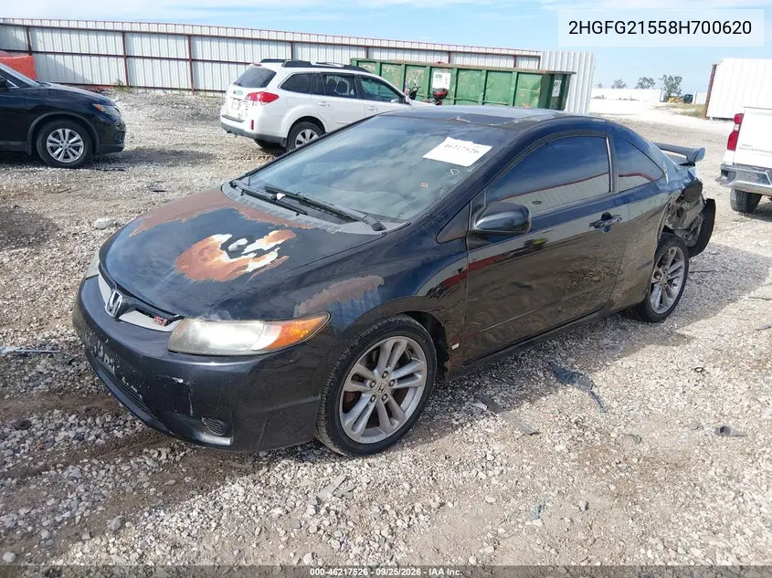 2008 HONDA CIVIC VIN 2HGFG21558H700620 — фото 2