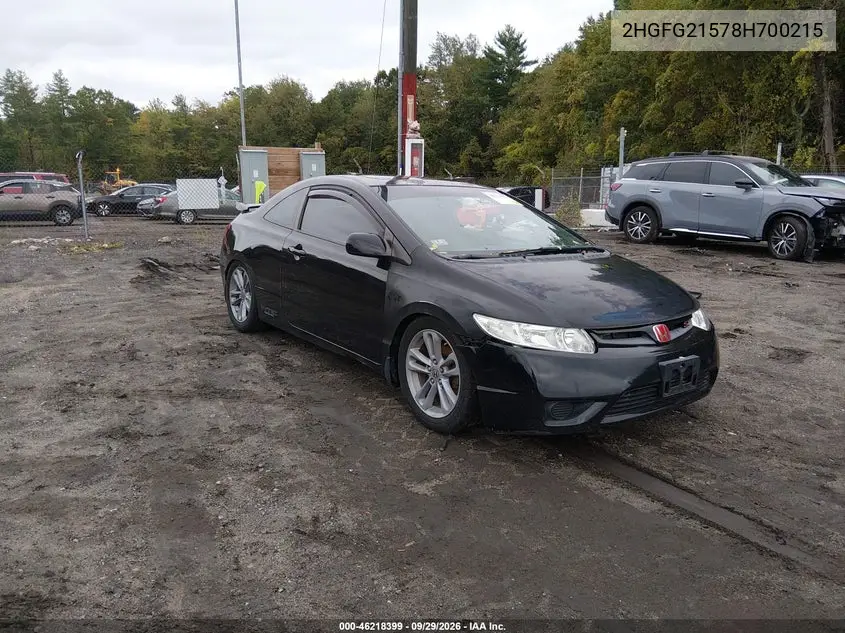 HONDA CIVIC 2008, VIN 2HGFG21578H700215