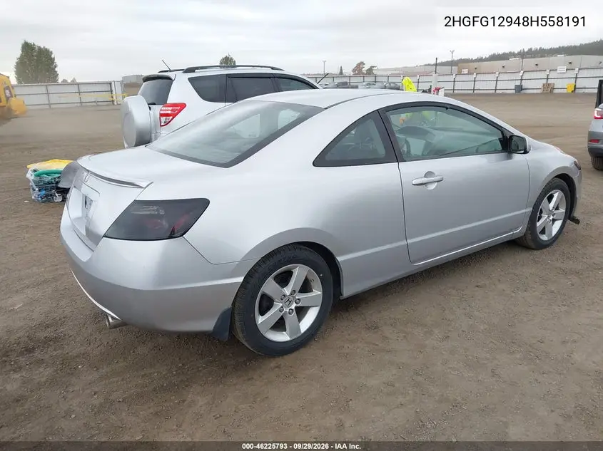 2008 HONDA CIVIC VIN 2HGFG12948H558191 — фото 4