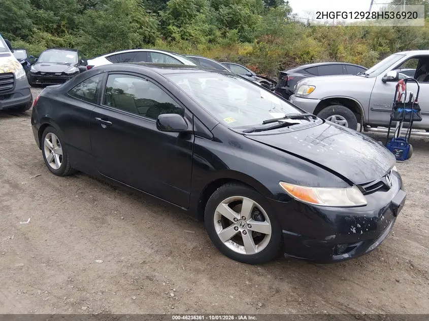 HONDA CIVIC 2008, VIN 2HGFG12928H536920