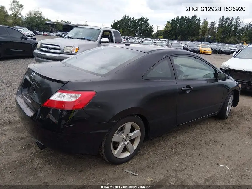 2008 HONDA CIVIC VIN 2HGFG12928H536920 — фото 4