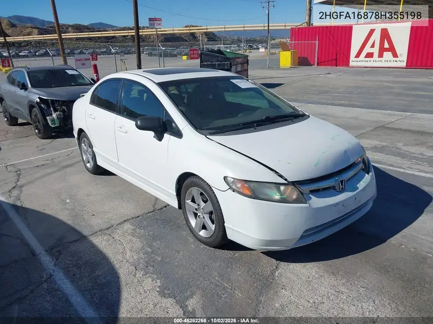 HONDA CIVIC 2008, VIN 2HGFA16878H355198